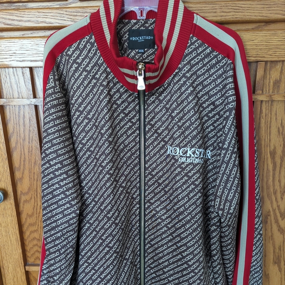 Men's Rockstar Original Polyester Brown Track Suit Jacket  Sz. XXXL